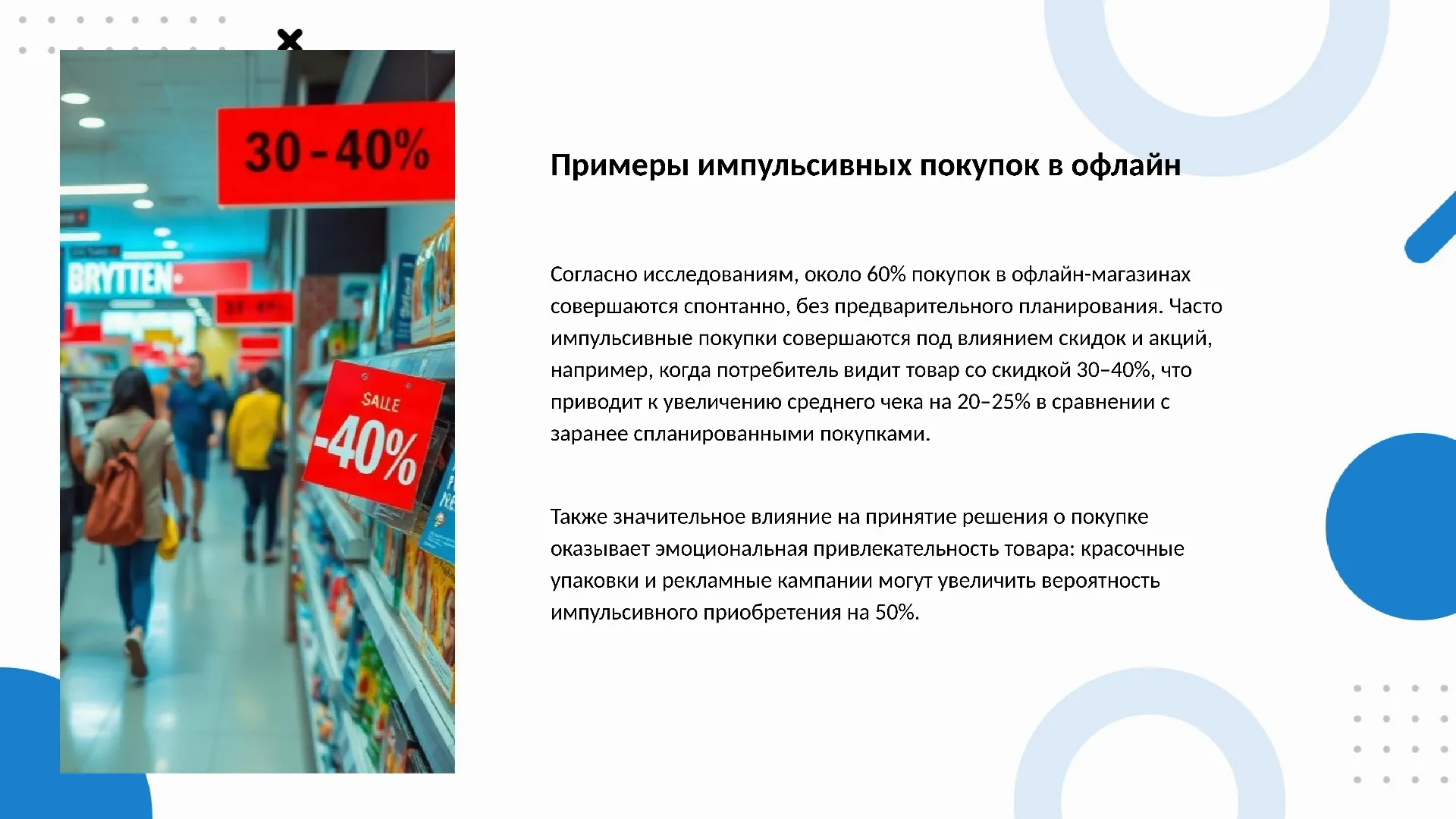 Примеры импульсивных покупок в офлайн - слайд для презентации на тему 