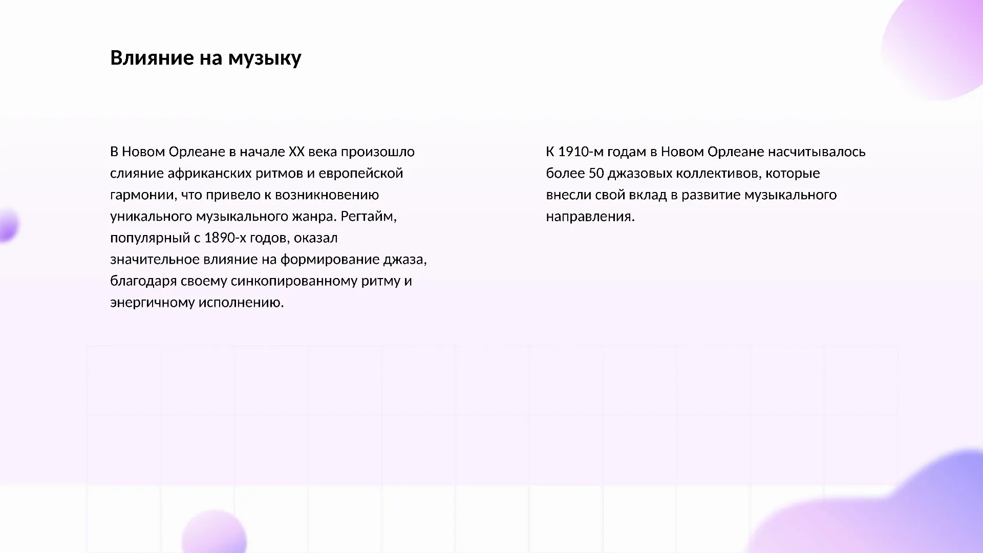 Влияние на музыку - слайд для презентации на тему 