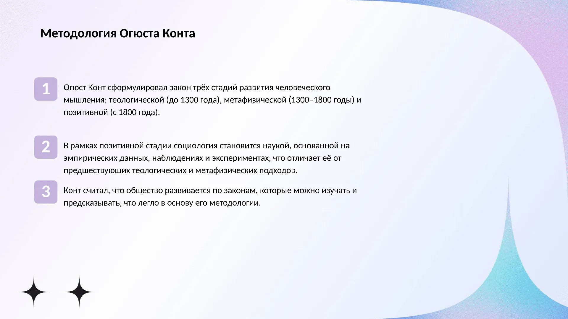 Методология Огюста Конта - слайд для презентации на тему 