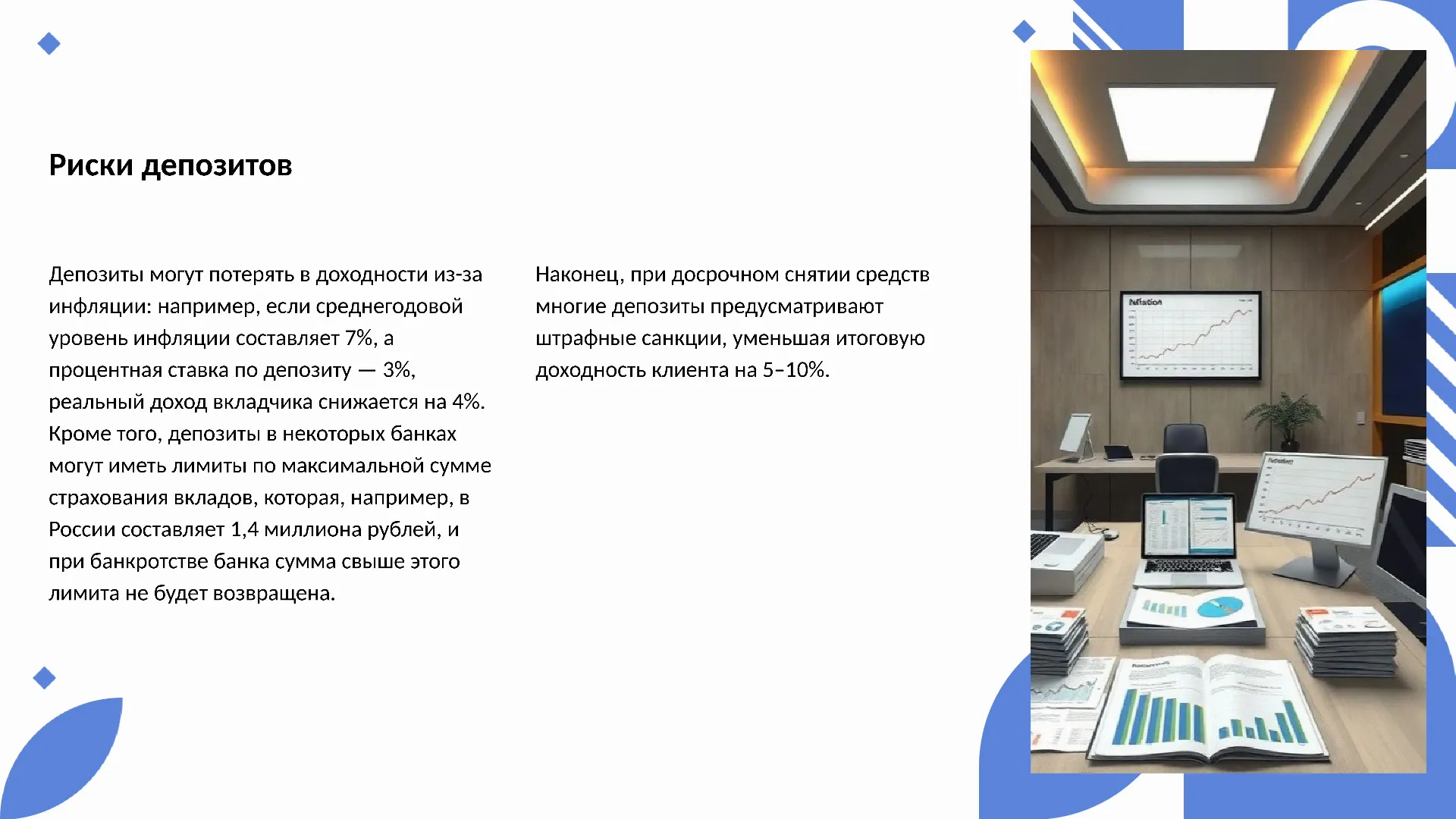 Риски депозитов - слайд для презентации на тему 
