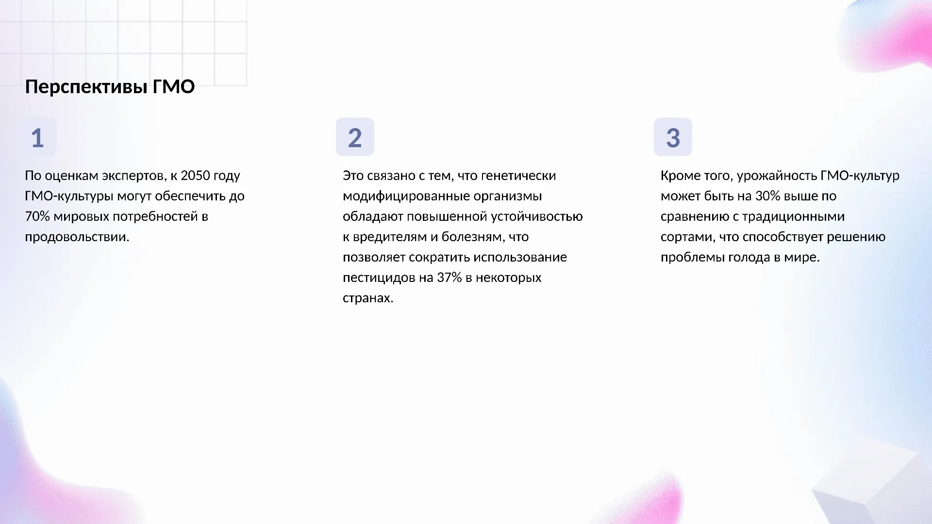 Перспективы ГМО - слайд для презентации на тему 