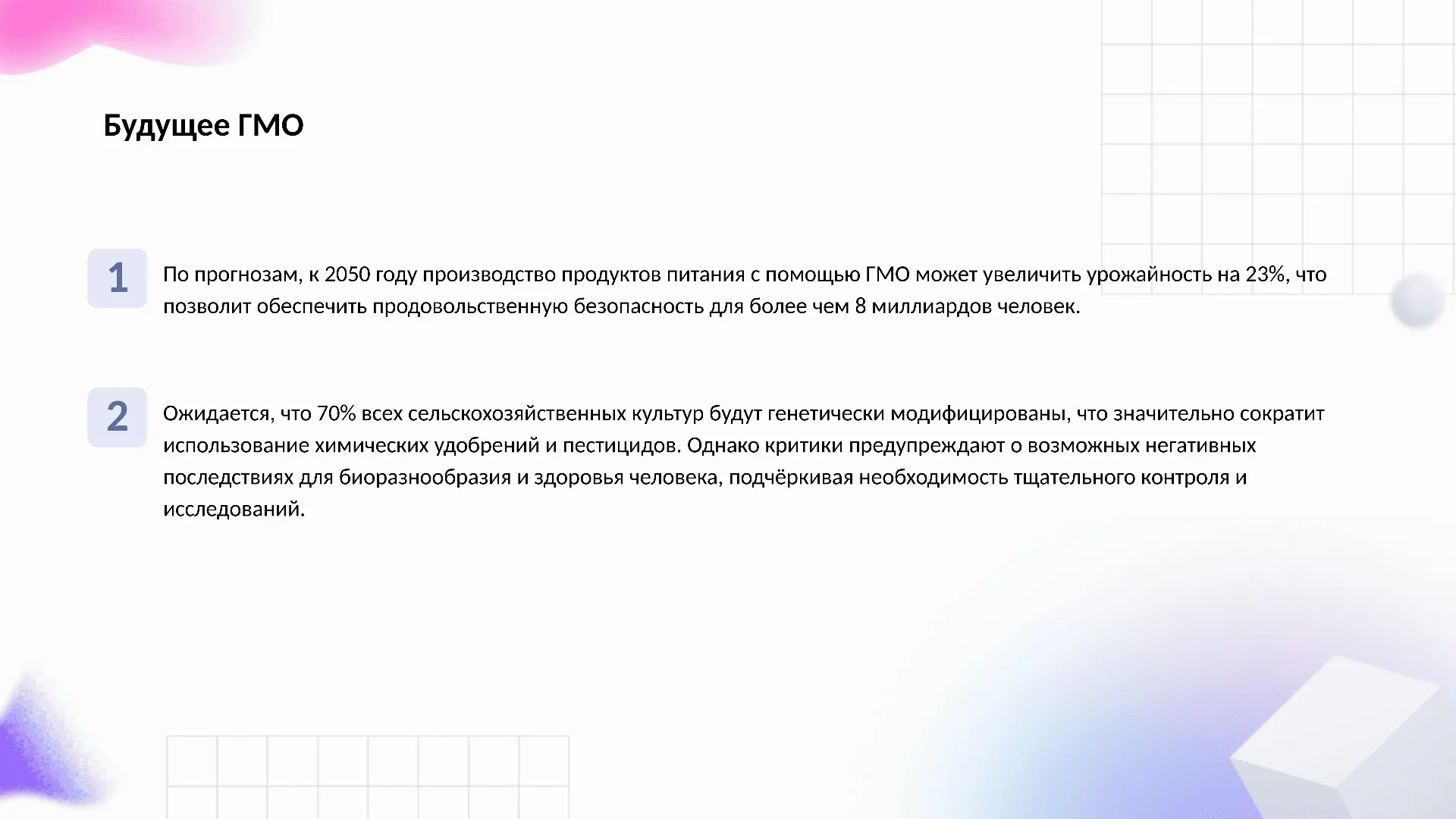 Будущее ГМО - слайд для презентации на тему 