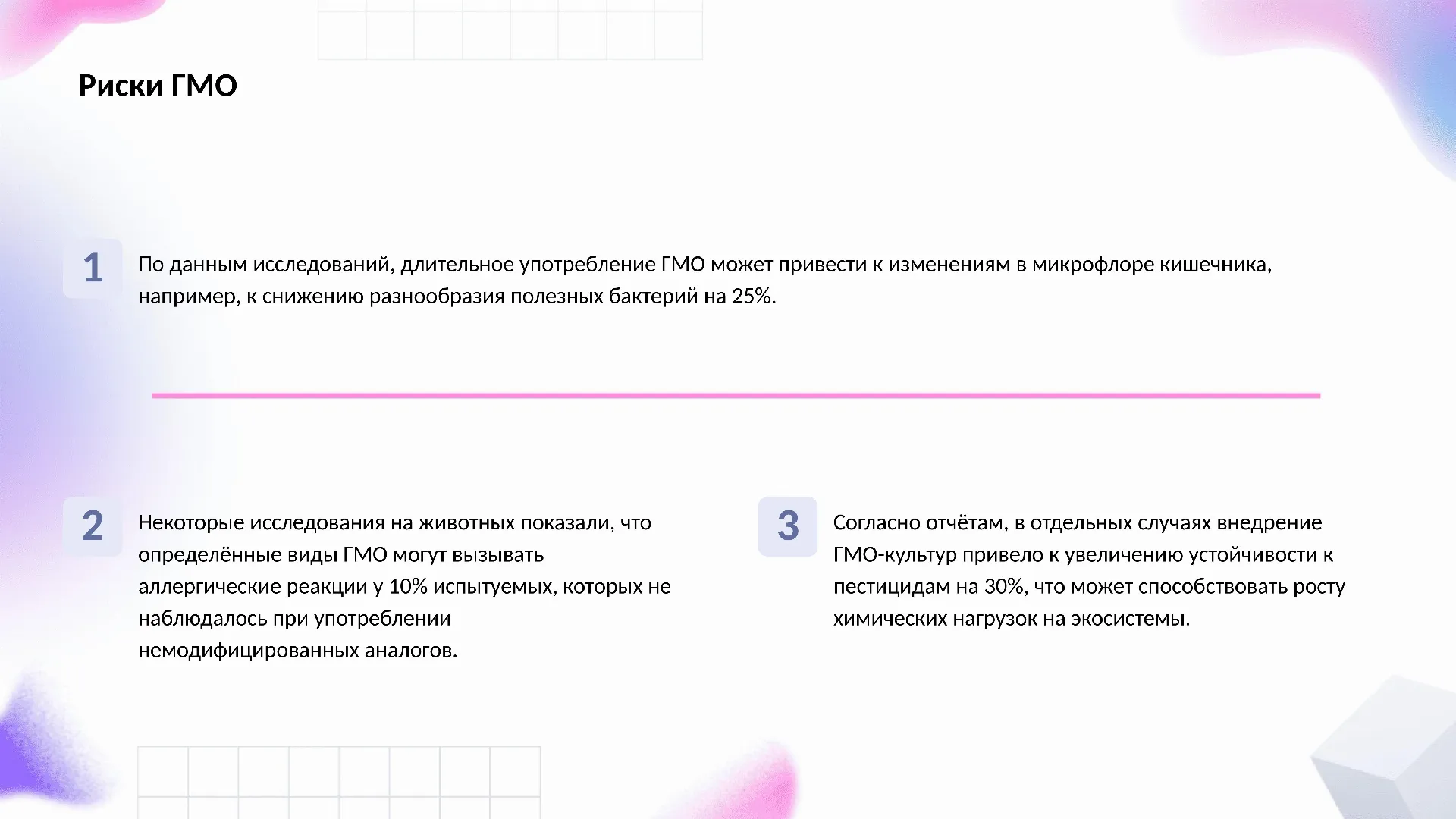 Риски ГМО - слайд для презентации на тему 
