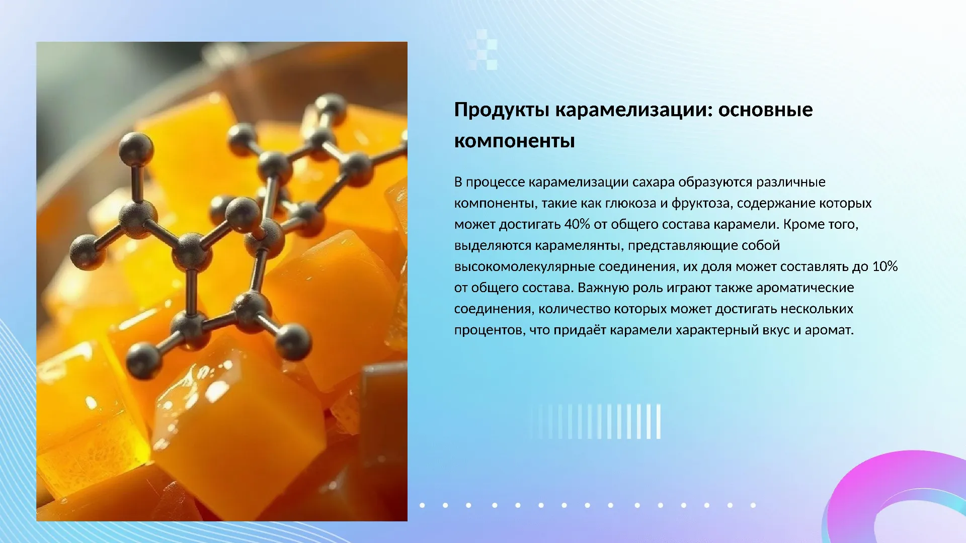 Продукты карамелизации: основные компоненты - слайд для презентации на тему 