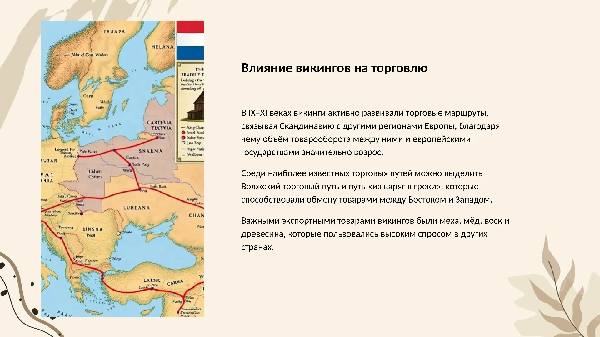 Влияние викингов на торговлю - слайд для презентации на тему 