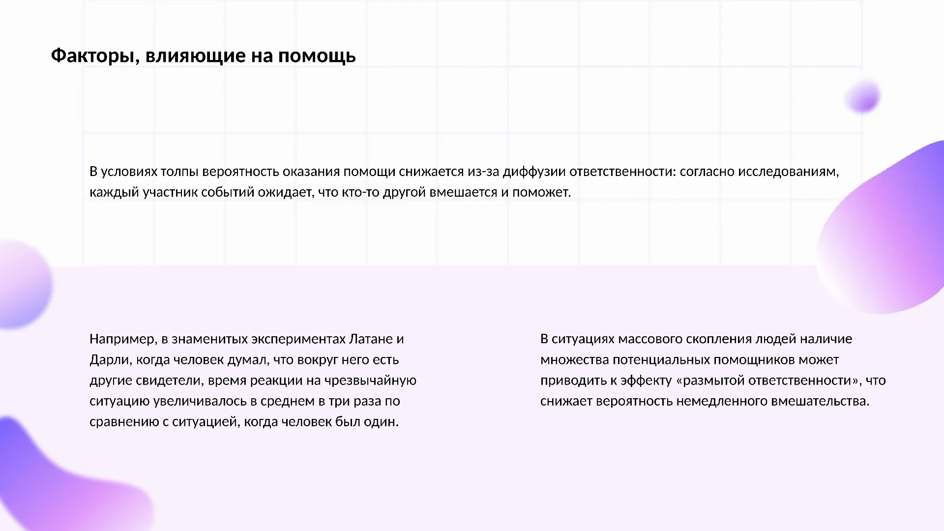 Факторы, влияющие на помощь - слайд для презентации на тему 