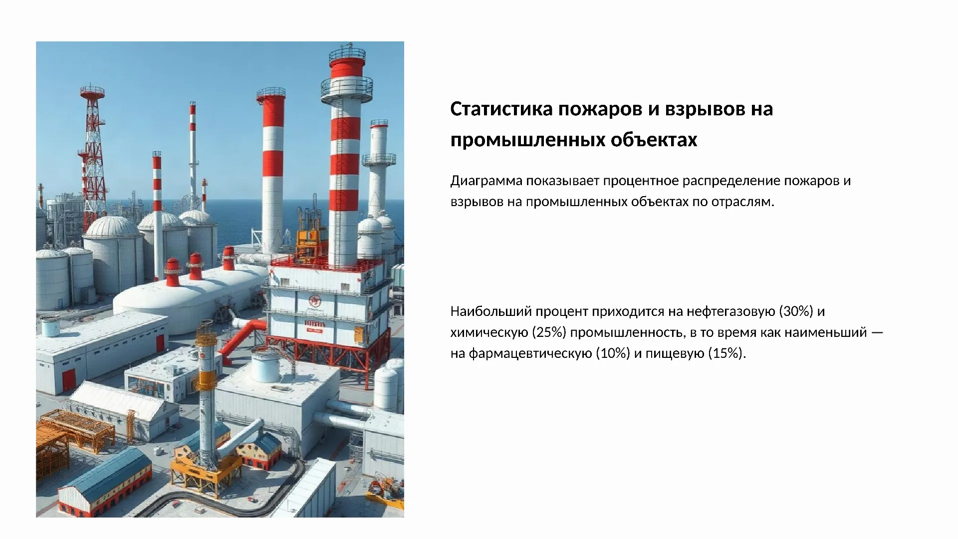 Статистика пожаров и взрывов на промышленных объектах - слайд для презентации на тему 