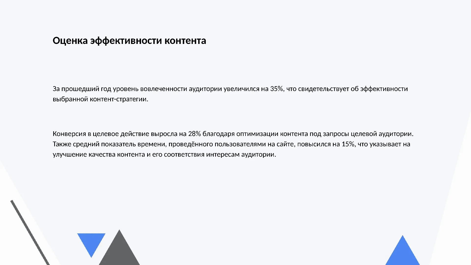 Оценка эффективности контента - слайд для презентации на тему 