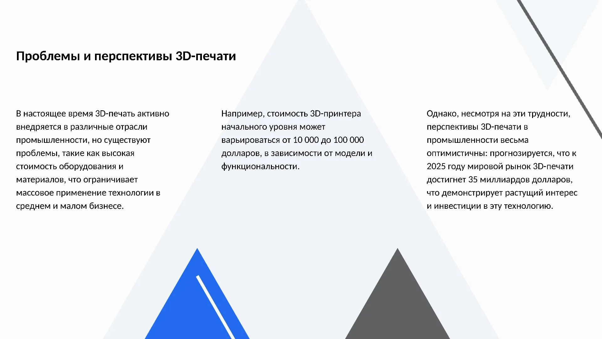 Проблемы и перспективы 3D-печати - слайд для презентации на тему 