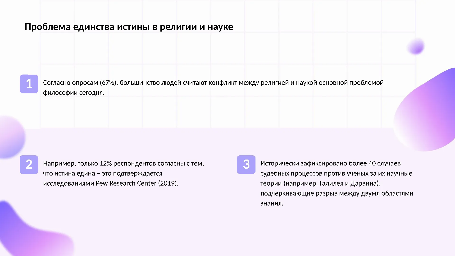 Проблема единства истины в религии и науке - слайд для презентации на тему 