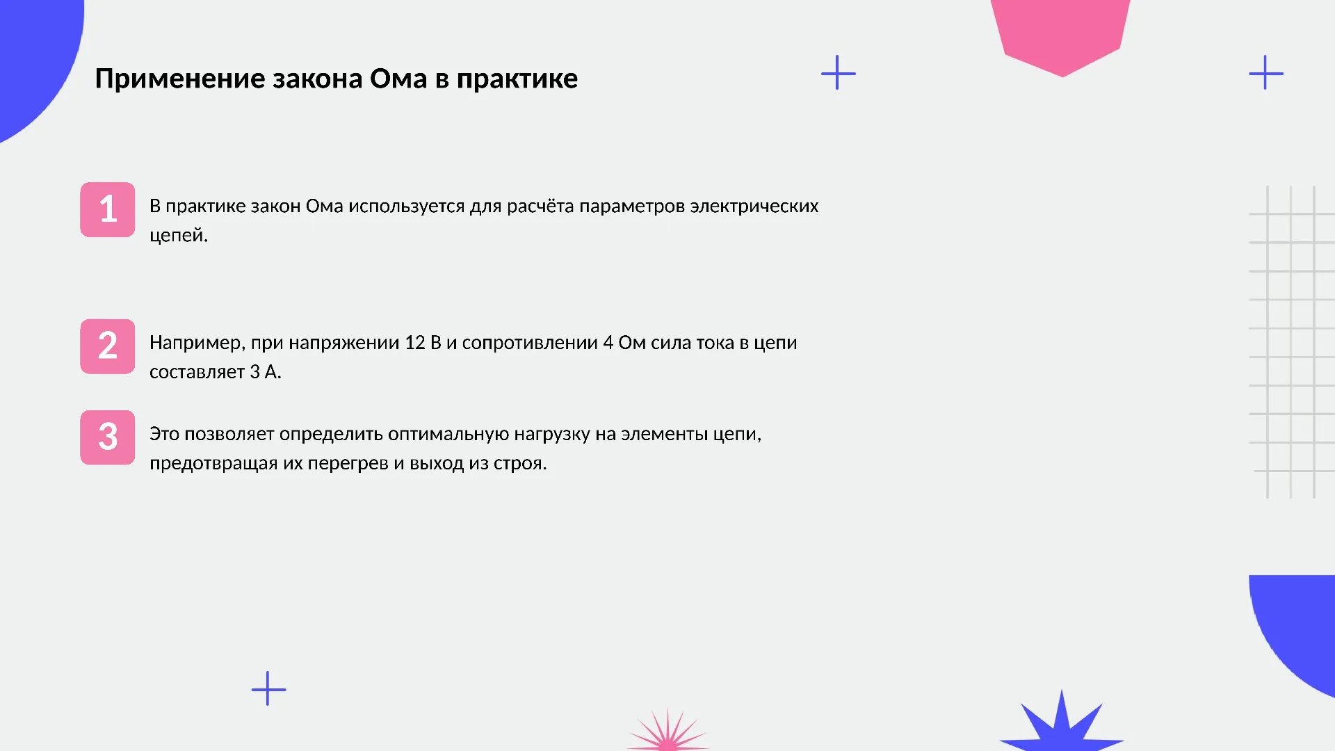 Применение закона Ома в практике - слайд для презентации на тему 