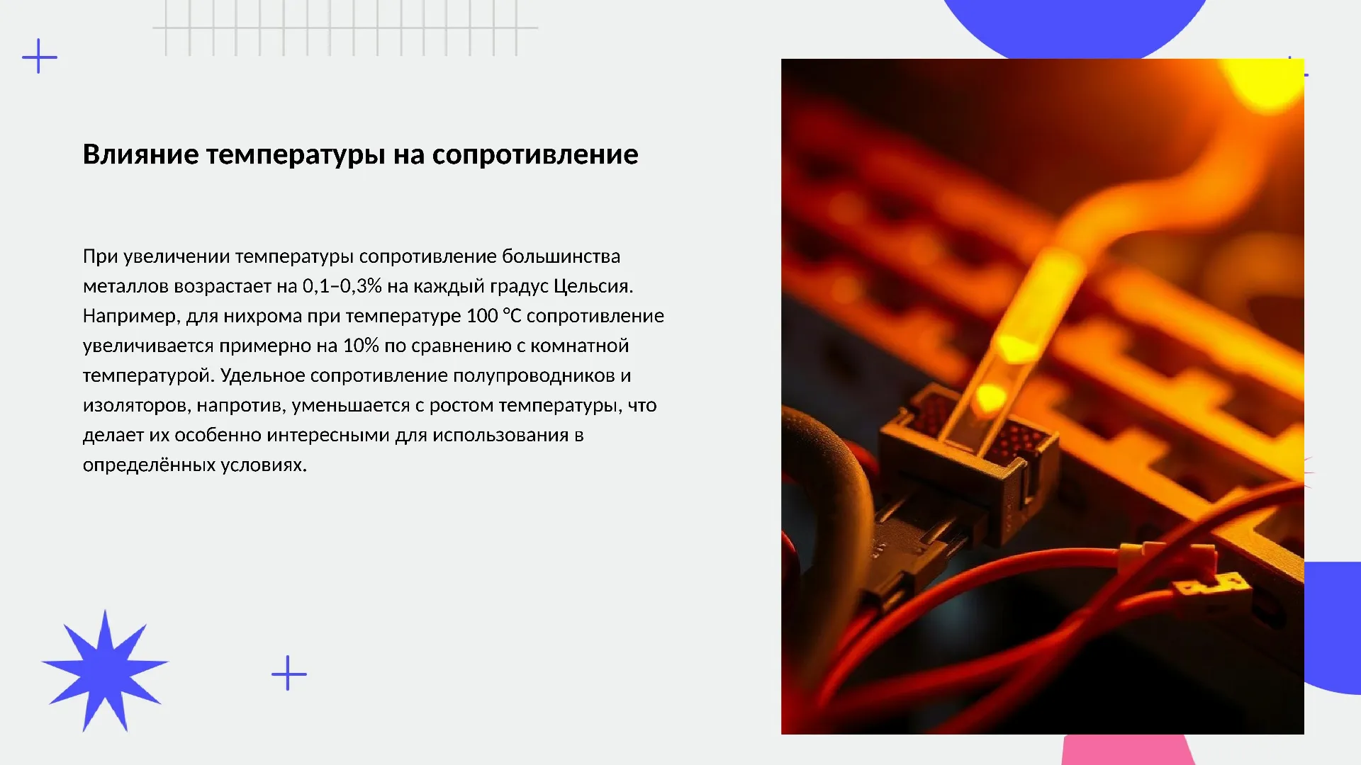 Влияние температуры на сопротивление - слайд для презентации на тему 